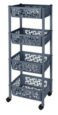 Этажерка Keeplex Light на колесиках четырехсекционная прямоуг.37х29х93,5см космический серый